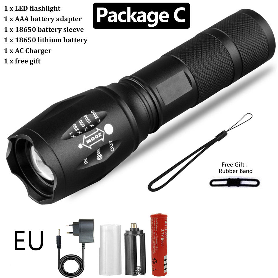 Strong Light Flashlight Rechargeable Waterproof Riding Mini Camping Premium Super Bright Flashlight