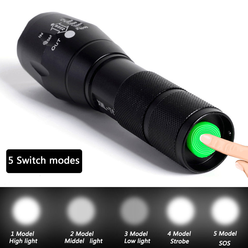 Strong Light Flashlight Rechargeable Waterproof Riding Mini Camping Premium Super Bright Flashlight